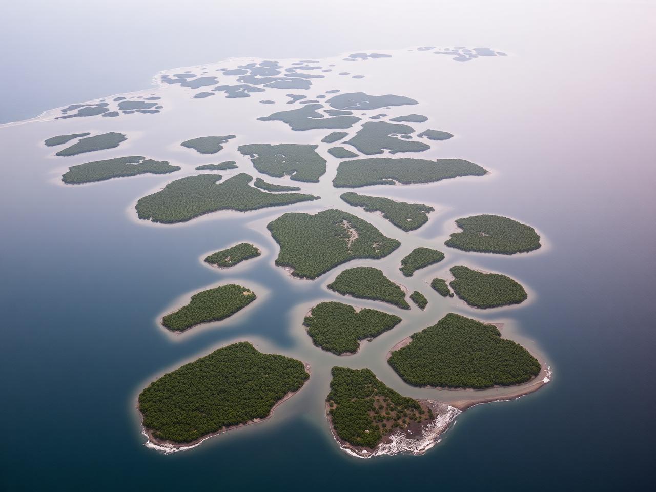 Aerial view of the Bijagós archipelago.