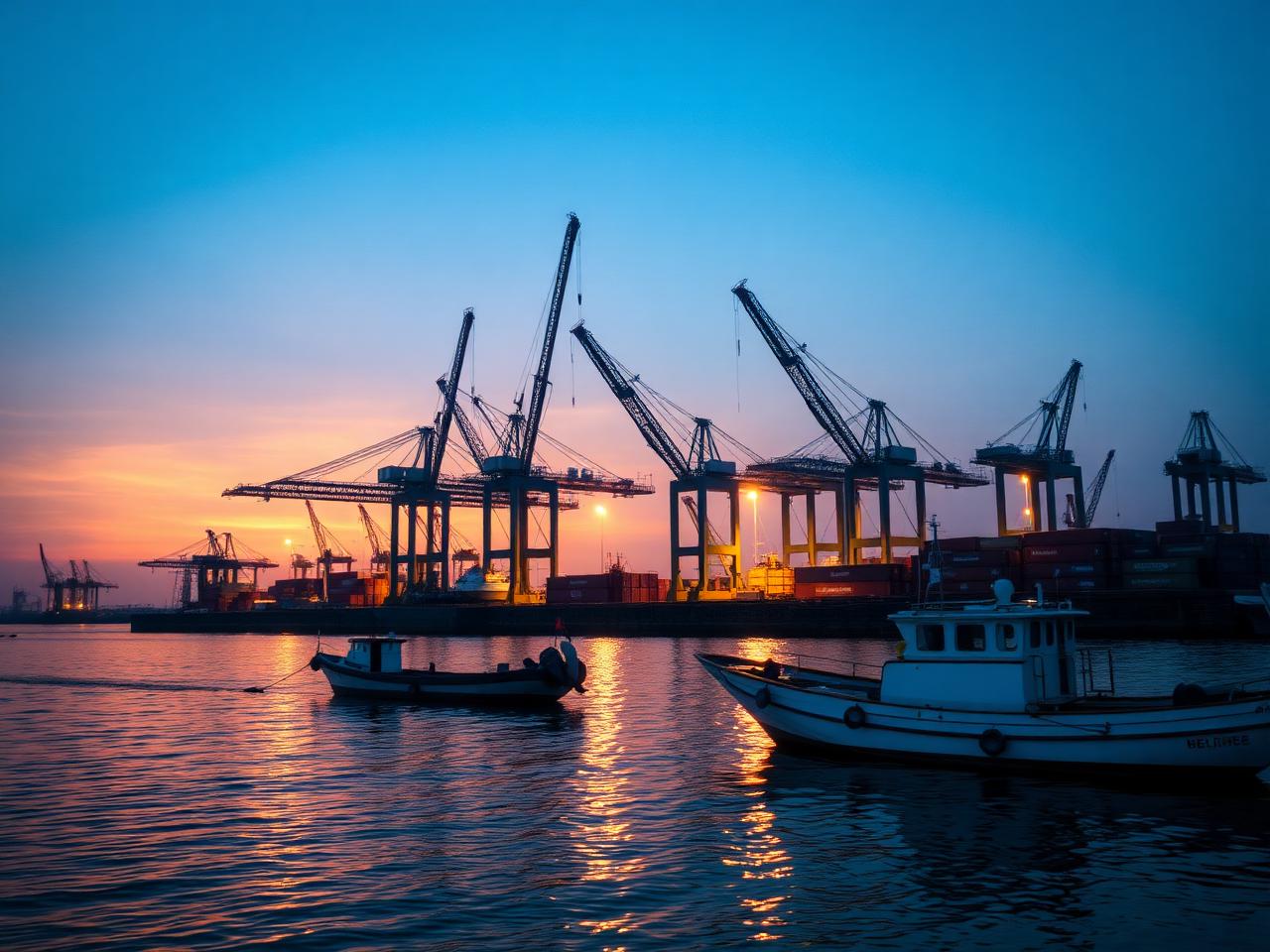 The Port of Bissau at dawn.