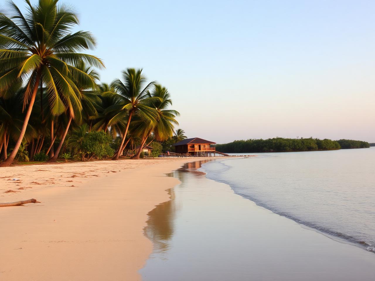 A Bijagós beach with a small eco-lodge.